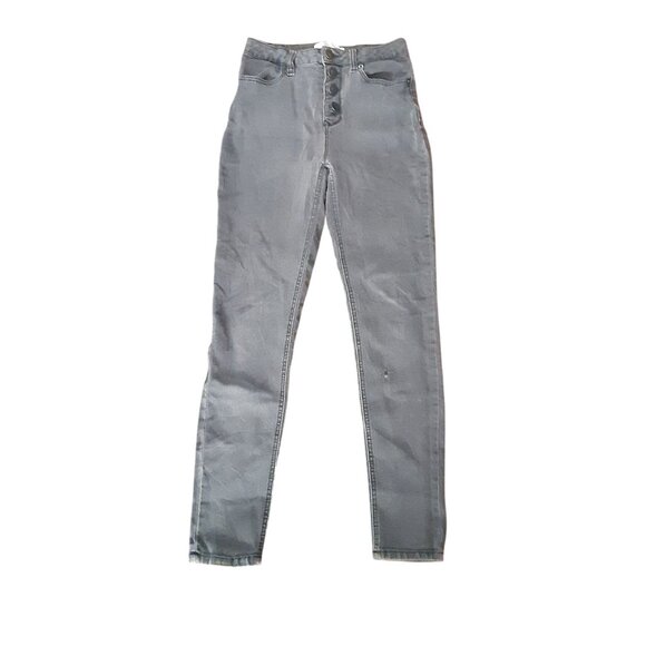 No Boundaries Jeans Womens Juniors 9 Gray Denim Skinny High Waist Button Fly - Picture 1 of 9